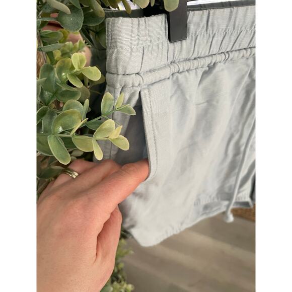 Aritzia Wilfred Linen Drawstring Shorts Size Medium Slate Blue Casual Lounge - Picture 2 of 8